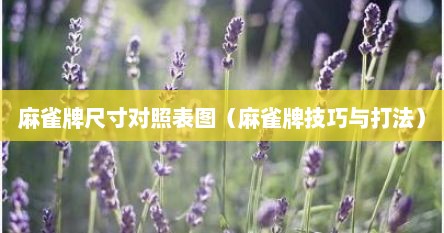 麻雀牌尺寸对照表图（麻雀牌技巧与打法）