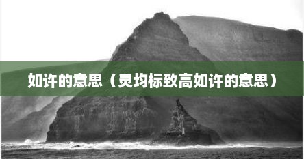 如许的意思（灵均标致高如许的意思）