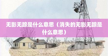 无影无踪是什么意思（消失的无影无踪是什么意思）