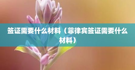 签证需要什么材料（菲律宾签证需要什么材料）
