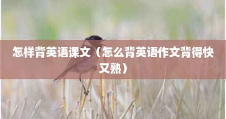 怎样背英语课文（怎么背英语作文背得快又熟）
