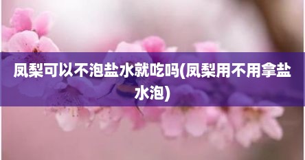 凤梨可以不泡盐水就吃吗(凤梨用不用拿盐水泡)