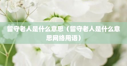 留守老人是什么意思（留守老人是什么意思网络用语）