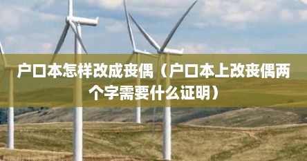 户口本怎样改成丧偶（户口本上改丧偶两个字需要什么证明）