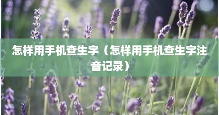 怎样用手机查生字（怎样用手机查生字注音记录）