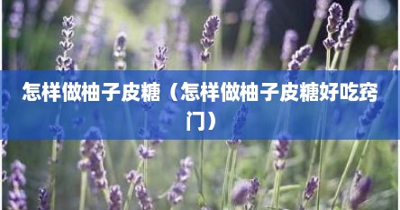 怎样做柚子皮糖（怎样做柚子皮糖好吃窍门）