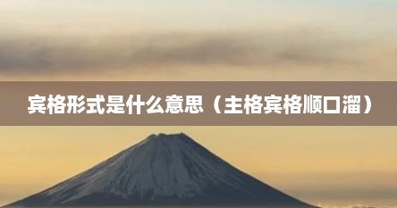 宾格形式是什么意思（主格宾格顺口溜）