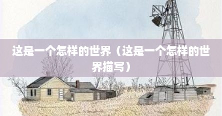 这是一个怎样的世界（这是一个怎样的世界描写）