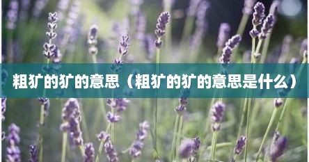 粗犷的犷的意思（粗犷的犷的意思是什么）