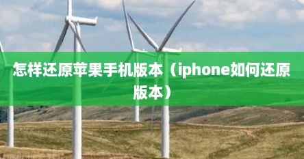 怎样还原苹果手机版本（iphone如何还原版本）