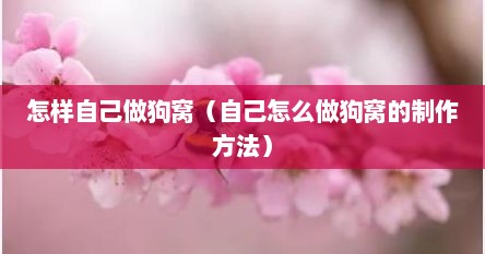 怎样自己做狗窝（自己怎么做狗窝的制作方法）