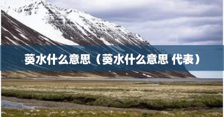 葵水什么意思（葵水什么意思 代表）