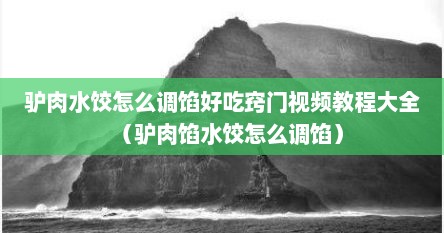 驴肉水饺怎么调馅好吃窍门视频教程大全（驴肉馅水饺怎么调馅）