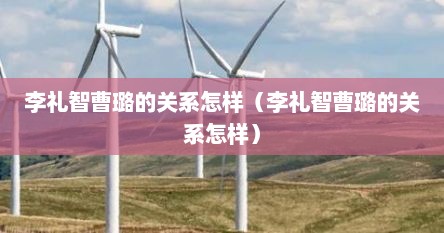 李礼智曹璐的关系怎样（李礼智曹璐的关系怎样）