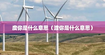 度你是什么意思（渡你是什么意思）