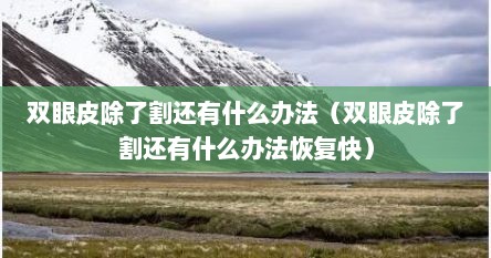 双眼皮除了割还有什么办法（双眼皮除了割还有什么办法恢复快）