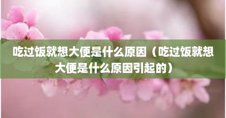 吃过饭就想大便是什么原因（吃过饭就想大便是什么原因引起的）