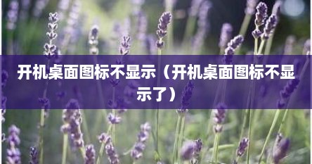 开机桌面的图标没有了（开机桌面图标显示不出来）