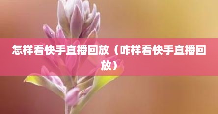 怎样看快手直播回放（咋样看快手直播回放）