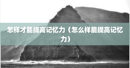 怎样才能提高记忆力（怎么样能提高记忆力）