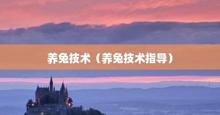 养兔技术（养兔技术指导）