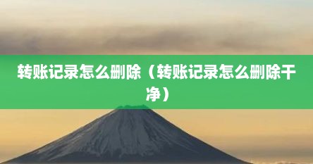 转账记录怎么删除（转账记录怎么删除干净）