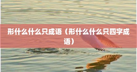 形什么什么只成语（形什么什么只四字成语）