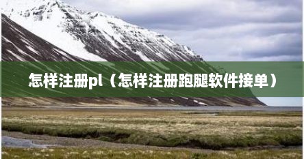 怎样注册pl（怎样注册跑腿软件接单）