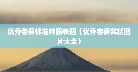 优秀老婆标准对照表图（优秀老婆奖状图片大全）