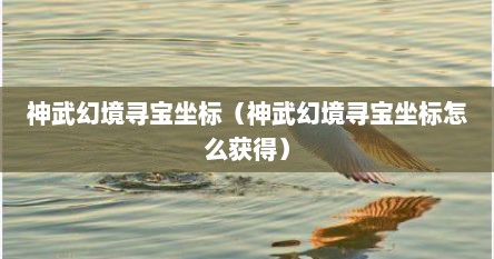 神武幻境寻宝坐标（神武幻境寻宝坐标怎么获得）