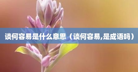 谈何容易是什么意思（谈何容易,是成语吗）
