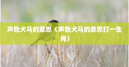 声色犬马是说什么生肖（声色犬马的意思和出处）