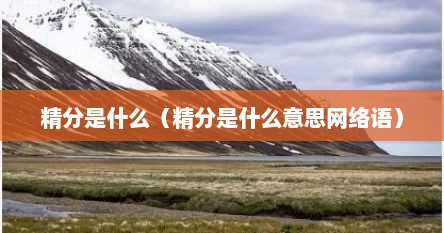 精分是什么（精分是什么意思网络语）