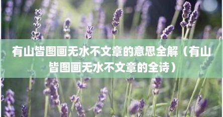 有山皆图画无水不文章的意思全解（有山皆图画无水不文章的全诗）