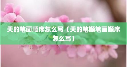 天的笔画顺序怎么写（天的笔顺笔画顺序怎么写）