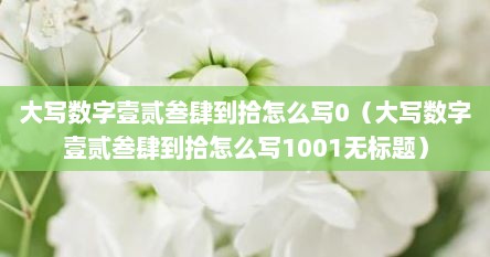 大写数字壹贰叁肆到拾怎么写0（大写数字壹贰叁肆到拾怎么写1001无标题）