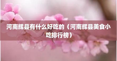 河南辉县有什么好吃的（河南辉县美食小吃排行榜）
