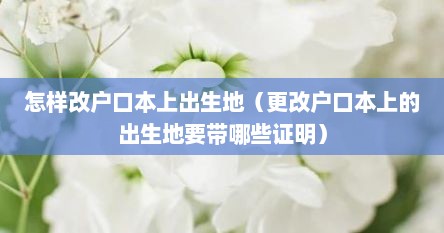 怎样改户口本上出生地（更改户口本上的出生地要带哪些证明）