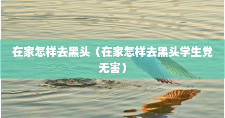 在家怎样去黑头（在家怎样去黑头学生党无害）