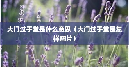 大门过于堂是什么意思（大门过于堂是怎样图片）