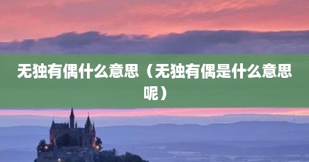 无独有偶什么意思（无独有偶是什么意思呢）