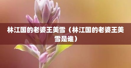林江国的老婆王美雪（林江国的老婆王美雪是谁）