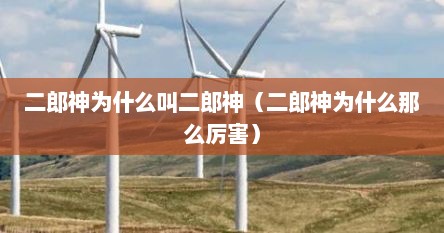 二郎神为什么叫二爷（为什么叫二郎神第二吗）