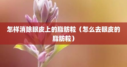 怎样消除眼皮上的脂肪粒（怎么去眼皮的脂肪粒）