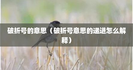 破折号的意思（破折号意思的递进怎么解释）