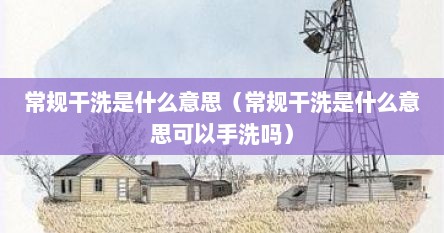 常规干洗是什么意思（常规干洗是什么意思可以手洗吗）