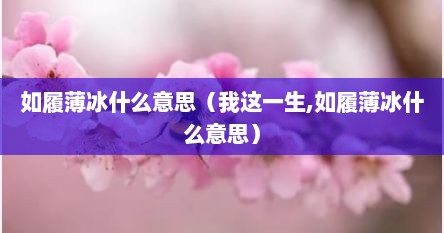 如履薄冰什么意思（我这一生,如履薄冰什么意思）