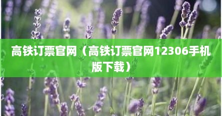 高铁订票官网（高铁订票官网12306手机版下载）