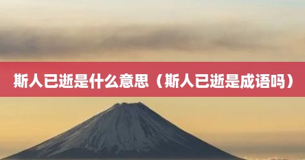 斯人已逝是什么意思（斯人已逝是成语吗）