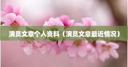 演员文章个人资料（演员文章最近情况）